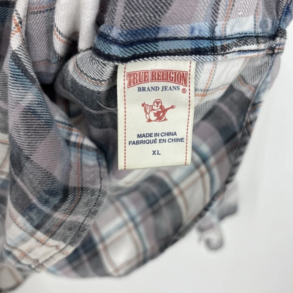 True Religion‎ Flannel Shirt Mens XL Multi Plaid Western Cotton Button